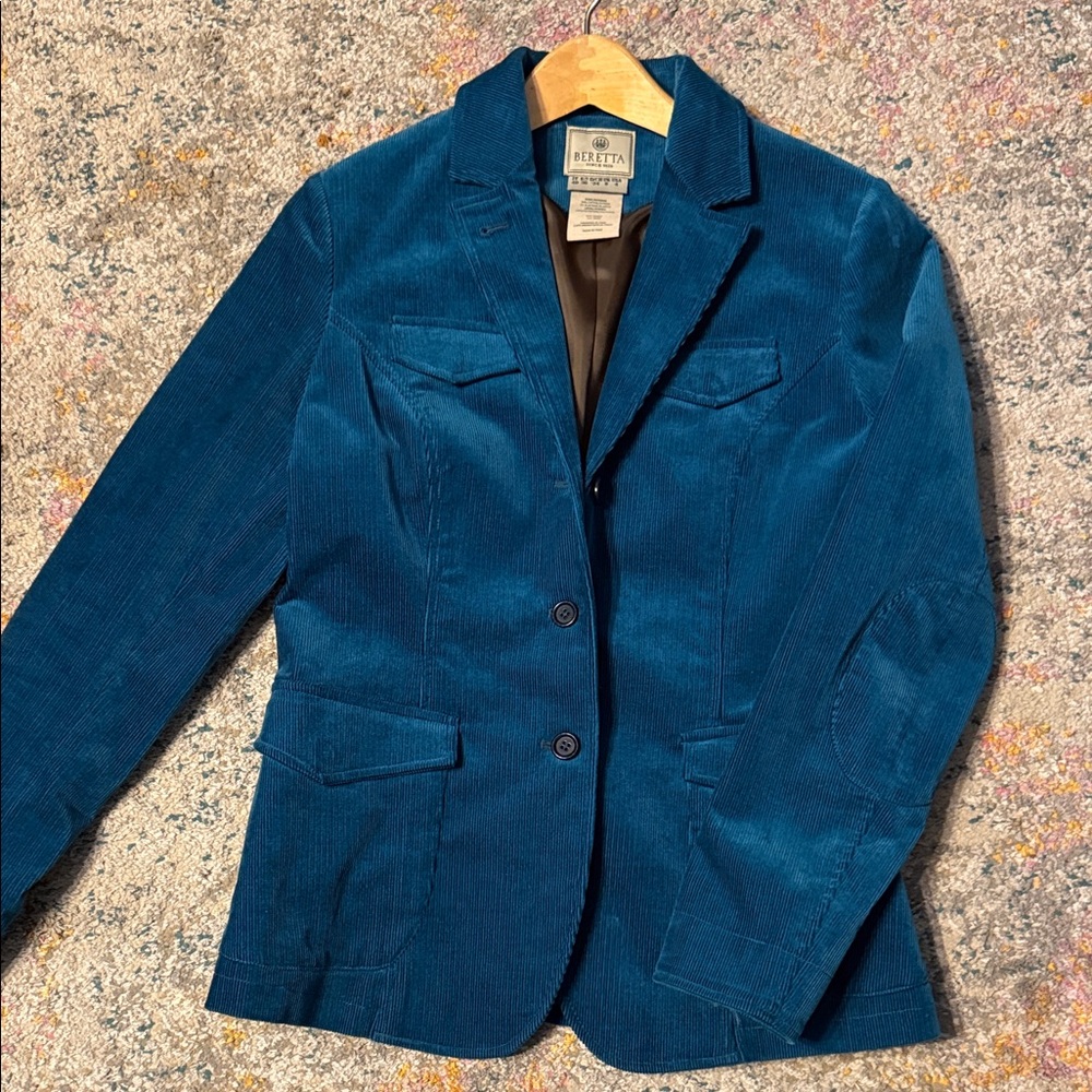 Elegant Teal Blue Beretta Corduroy Blazer 4